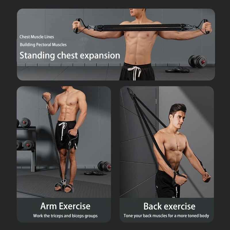 A Set Of Adjustable Resistance Tension Bands With Foot Pedals And Handles, High Resistance Level, Anti Fall, Suitable For Fitness Training, Body Stretching, And Abdominal Muscle Exercises