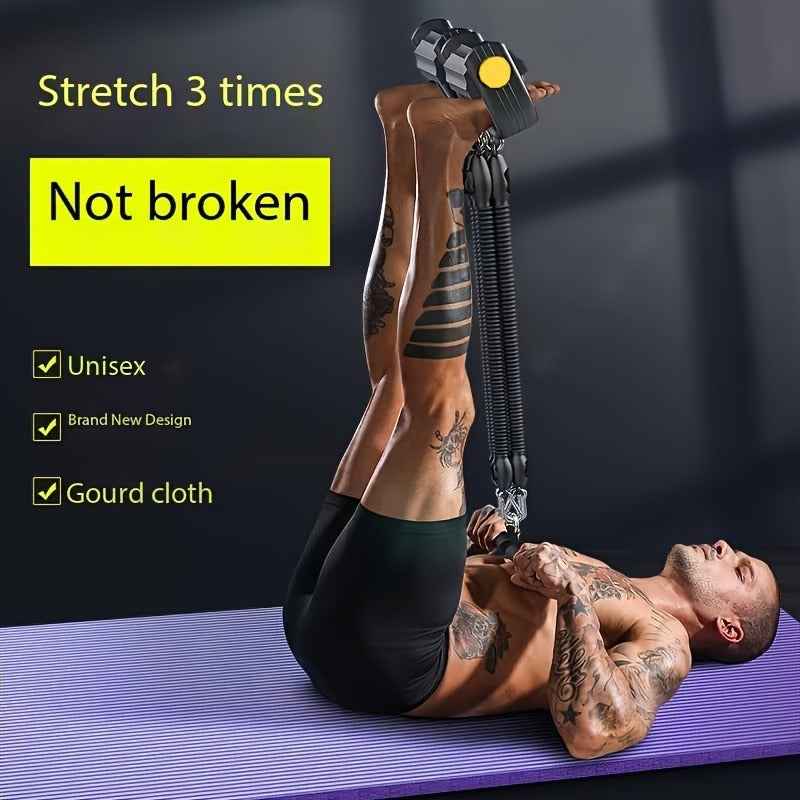 A Set Of Adjustable Resistance Tension Bands With Foot Pedals And Handles, High Resistance Level, Anti Fall, Suitable For Fitness Training, Body Stretching, And Abdominal Muscle Exercises