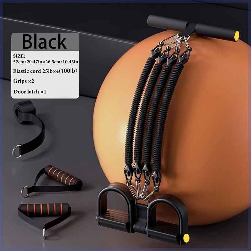 A Set Of Adjustable Resistance Tension Bands With Foot Pedals And Handles, High Resistance Level, Anti Fall, Suitable For Fitness Training, Body Stretching, And Abdominal Muscle Exercises